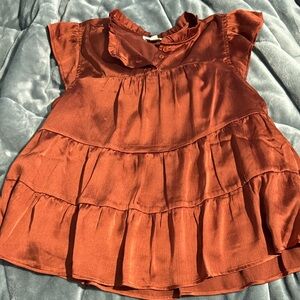 Rust Orange Ruffled Top